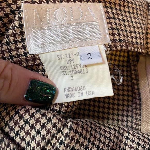 Vintage 90s Moda Int’l Pleated Houndstooth Skirt Size 2 - Picture 6 of 7